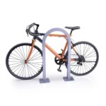 DBRP_SQ square inverted u sheffield staple sidewalk bike rack with orange back